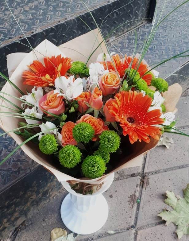 Букет цветов из: Герберы, Хризантемы, Альстромерии и Розы в Федюково