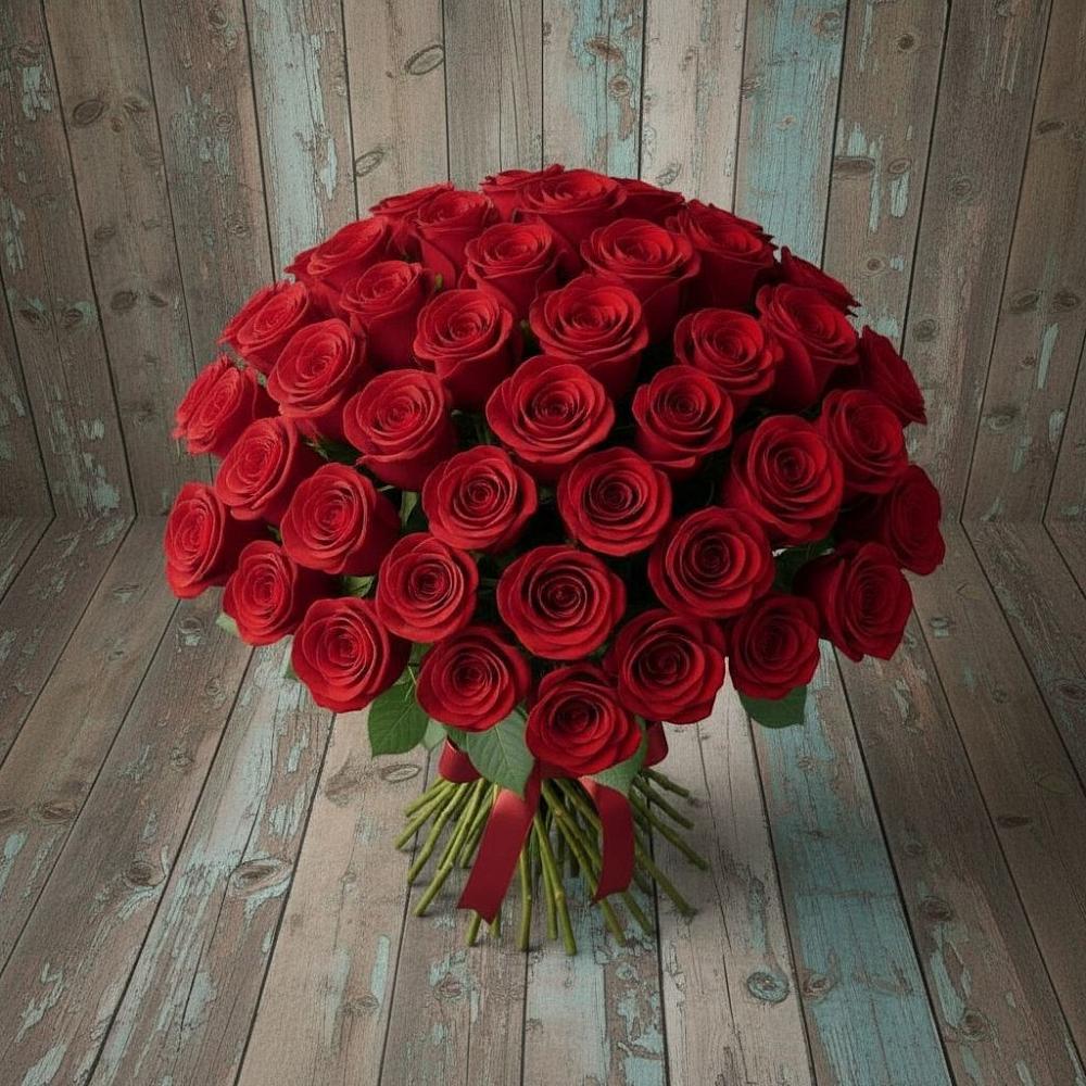 Букет 55 Красных роз Фридом в Федюково
