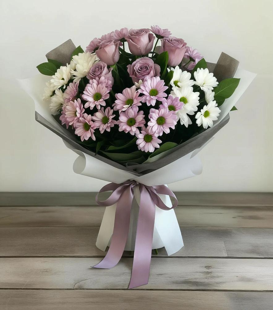 Букет цветов из: Хризантемы и Розы в Федюково