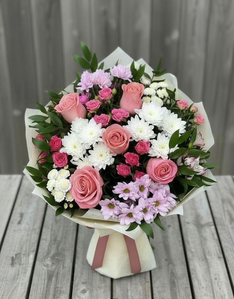Букет цветов из: Альстромерии, Гвоздики, Розы и Хризантемы в Федюково