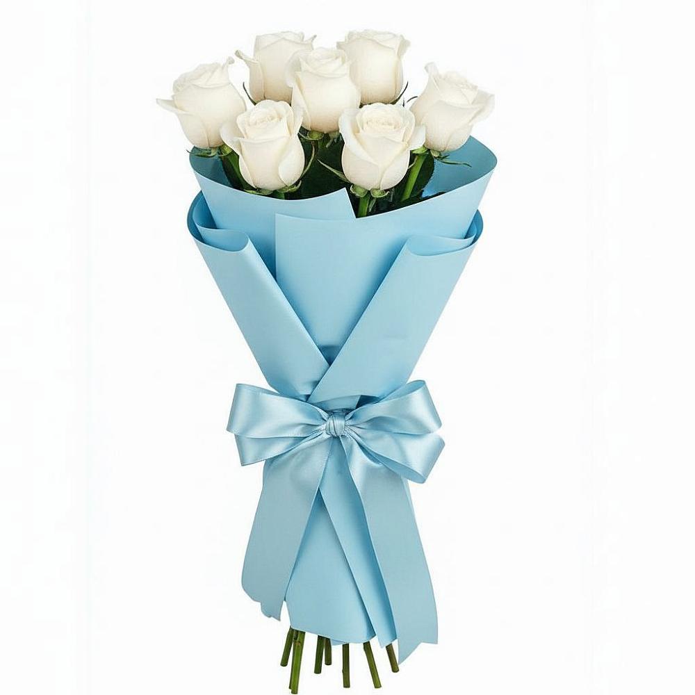 Букет 7 белых роз Проуд в Федюково