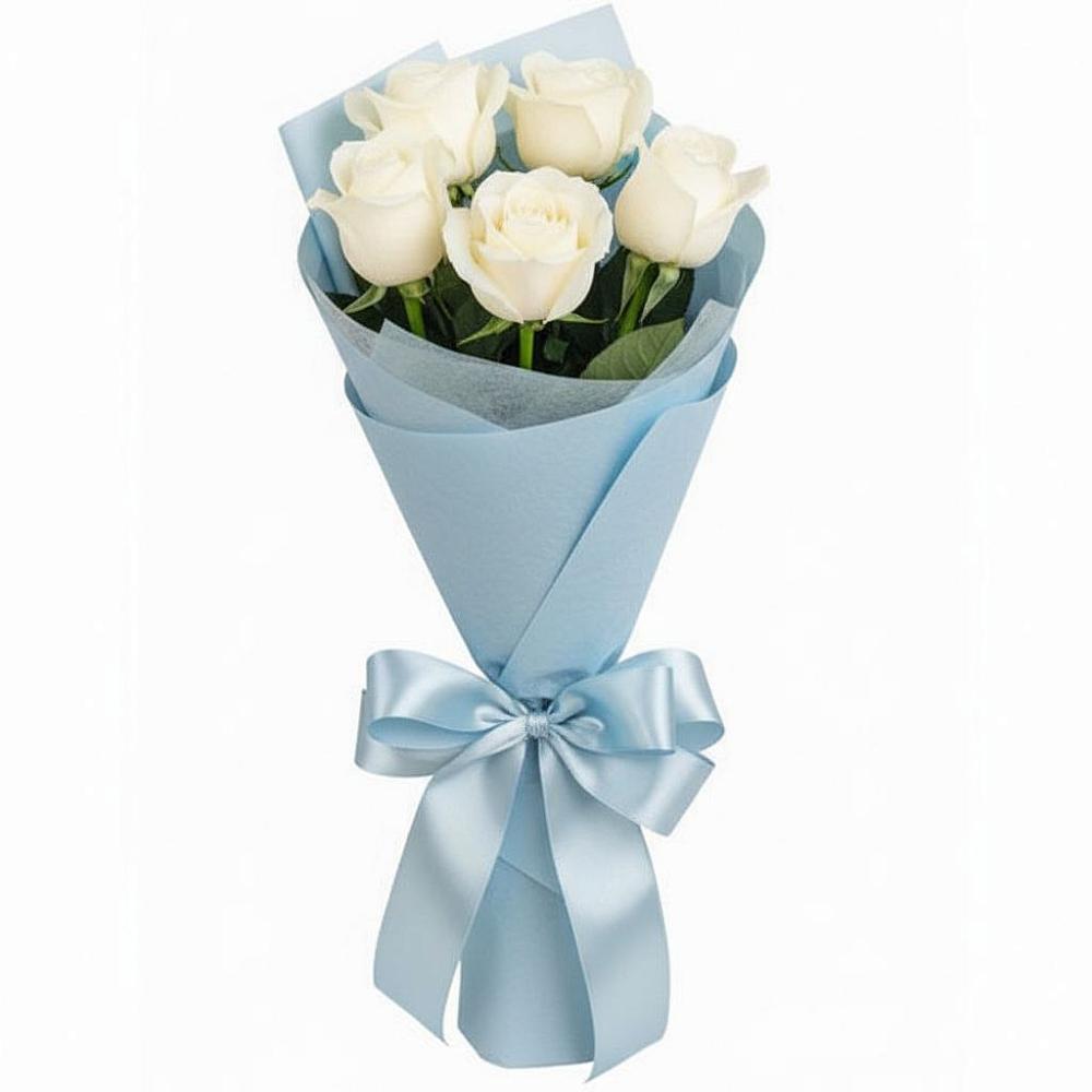 Букет 5 Белых роз Проуд в Федюково