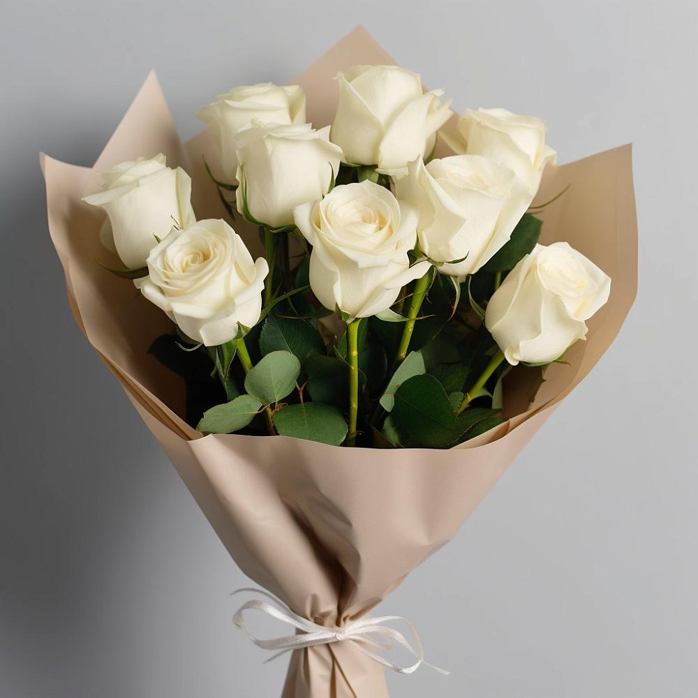 Букет 9 Белых роз Эдлесс Лав в Федюково