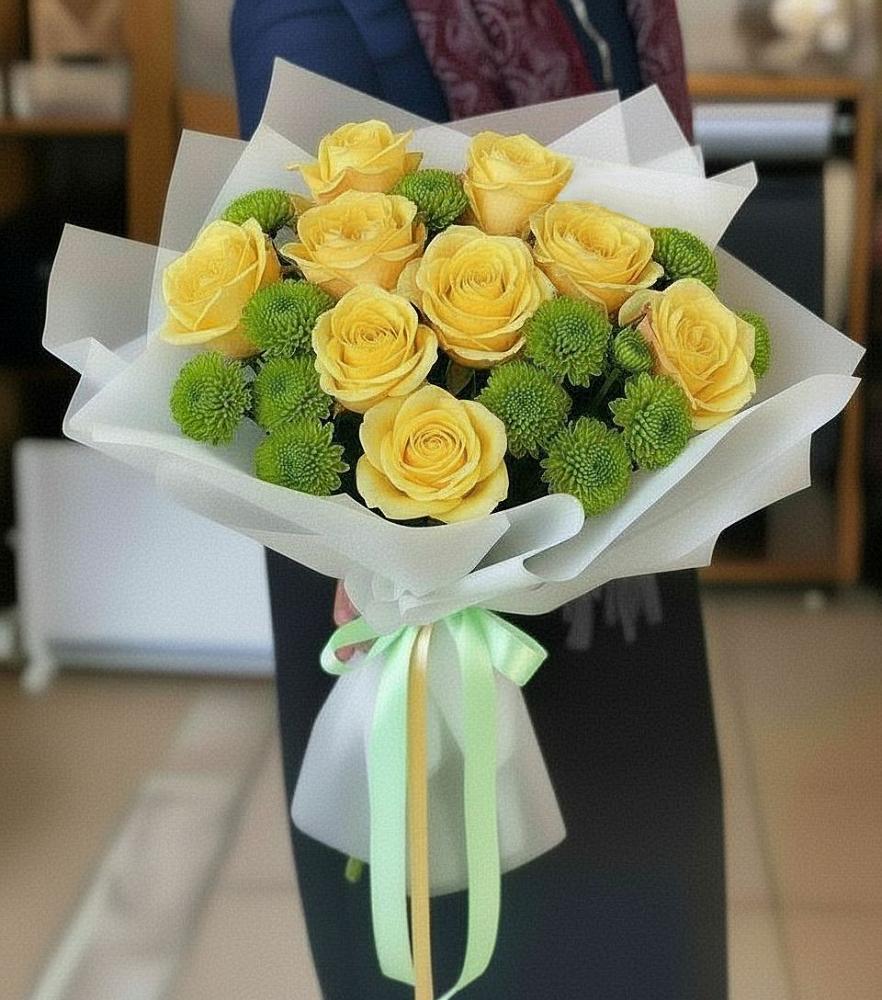 Букет цветов из: Хризантемы и Розы в Федюково