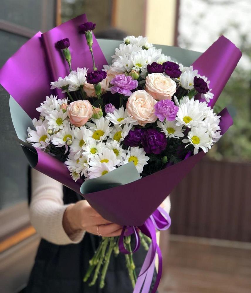 Букет цветов из: Хризантемы, Гвоздики и Розы в Федюково