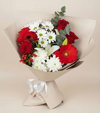 Букет цветов из:  Розы, Хризантемы, Герберы и Лилии в Федюково