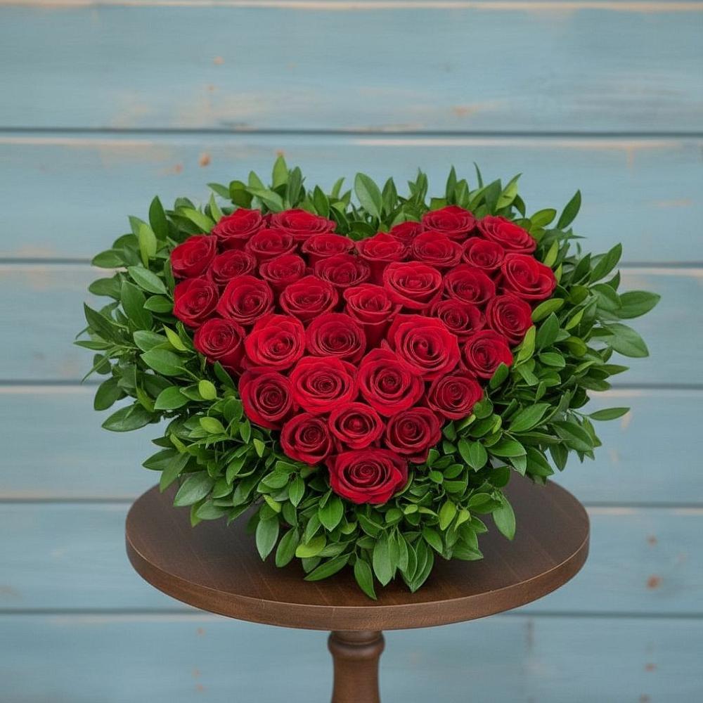 Цветочная композиция из Розы в виде сердца в Федюково