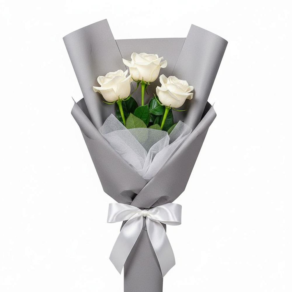 Букет 3 белые розы в Федюково