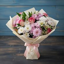 Букет цветов из:  Хризантемы, Альстромерии и Розы в Федюково