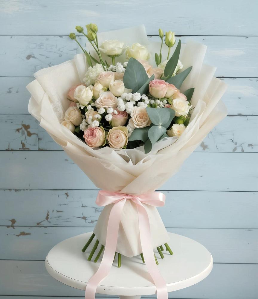 Букет цветов из: Розы и Лизиантусы в Федюково